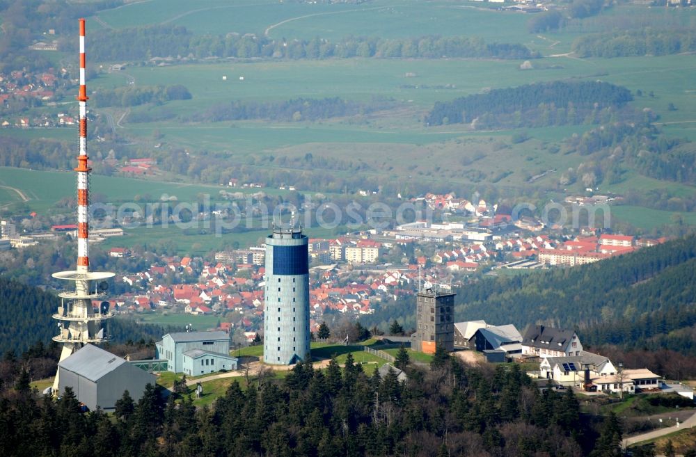 Aerial image Kurort Brotterode - Television Tower Grosser Inselsberg im Thueringer Wald in Brotterode in the state Thuringia