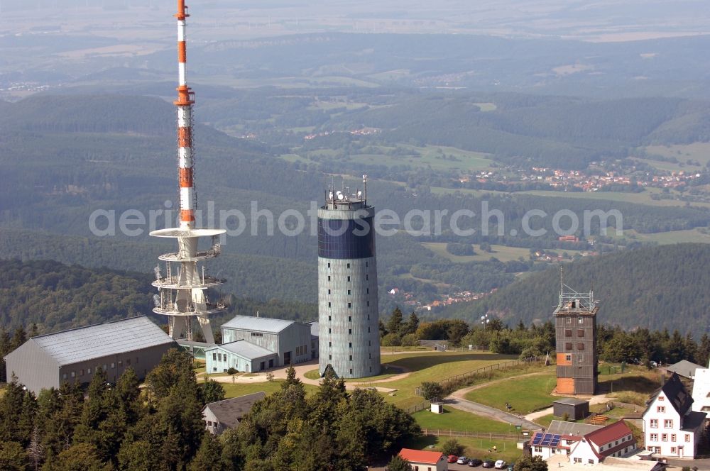 Aerial photograph Kurort Brotterode - Television Tower Grosser Inselsberg im Thueringer Wald in Brotterode in the state Thuringia