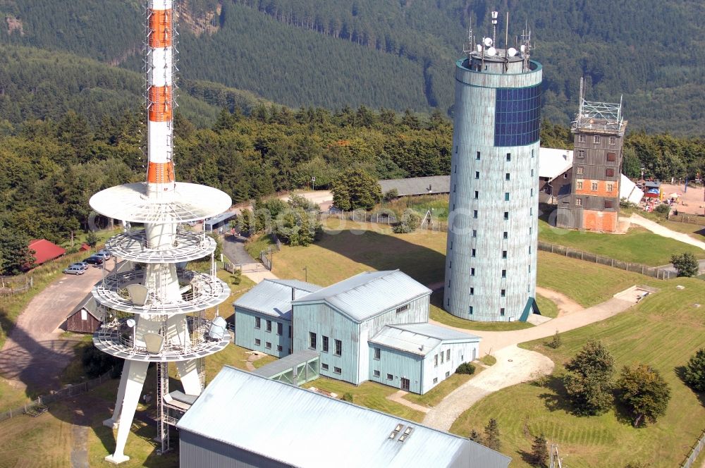 Kurort Brotterode from the bird's eye view: Television Tower Grosser Inselsberg im Thueringer Wald in Brotterode in the state Thuringia