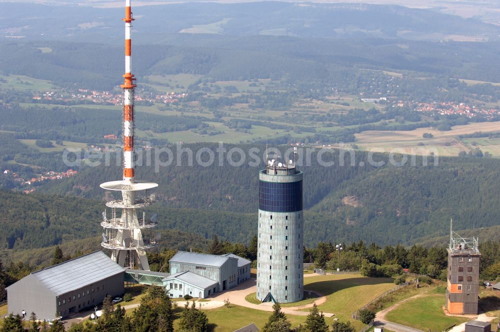 Aerial image Kurort Brotterode - Television Tower Grosser Inselsberg im Thueringer Wald in Brotterode in the state Thuringia