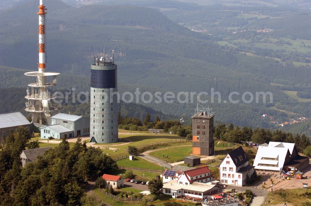 Kurort Brotterode from above - Television Tower Grosser Inselsberg im Thueringer Wald in Brotterode in the state Thuringia