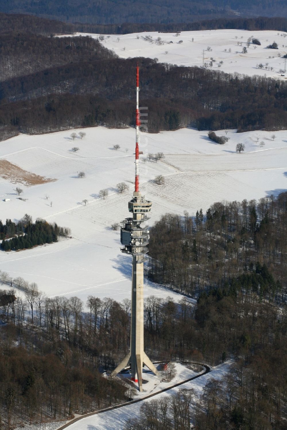 Bettingen from above - Television Tower St. Chrischona Tower in Bettingen in Basel, Switzerland