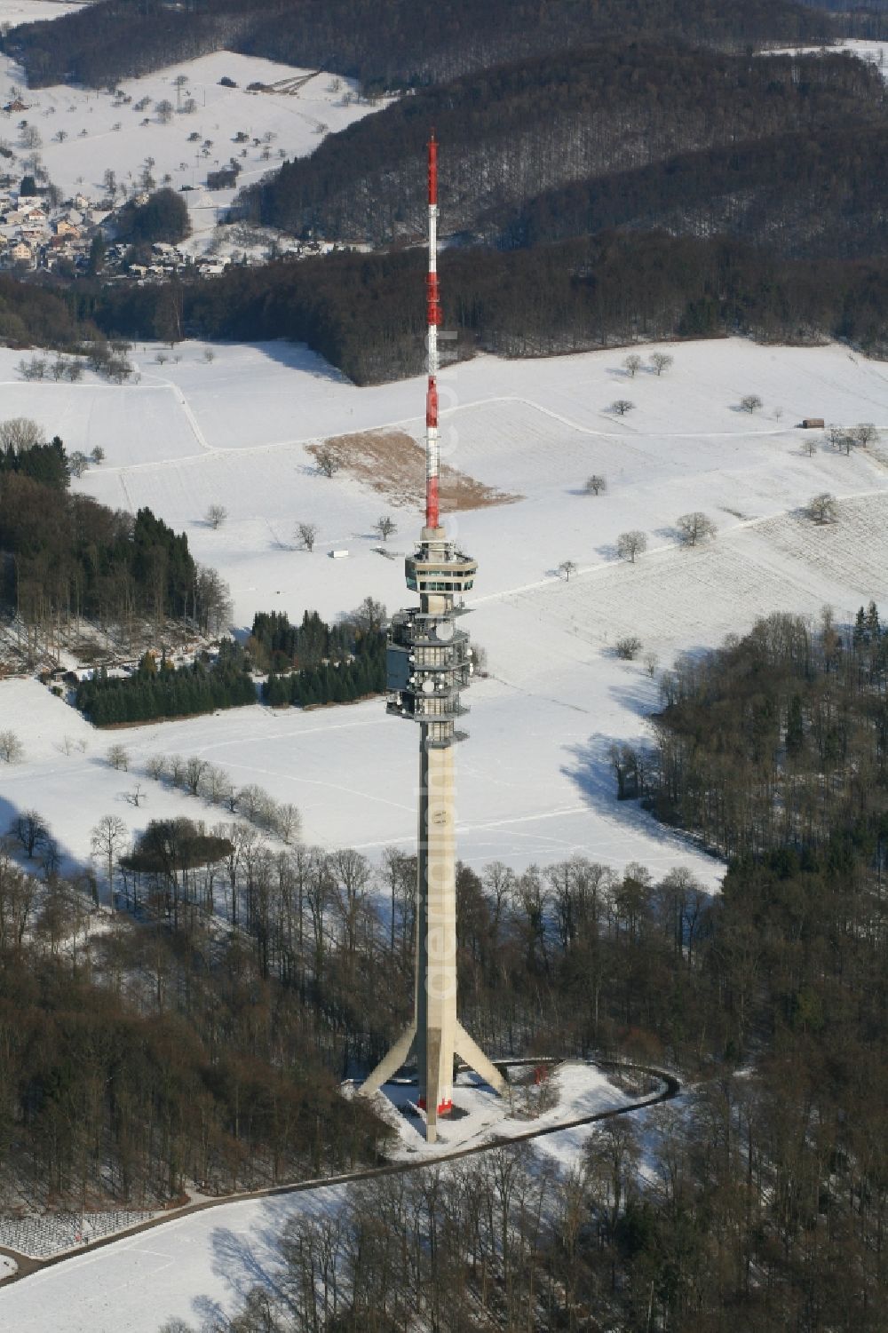 Bettingen from the bird's eye view: Television Tower St. Chrischona Tower in Bettingen in Basel, Switzerland