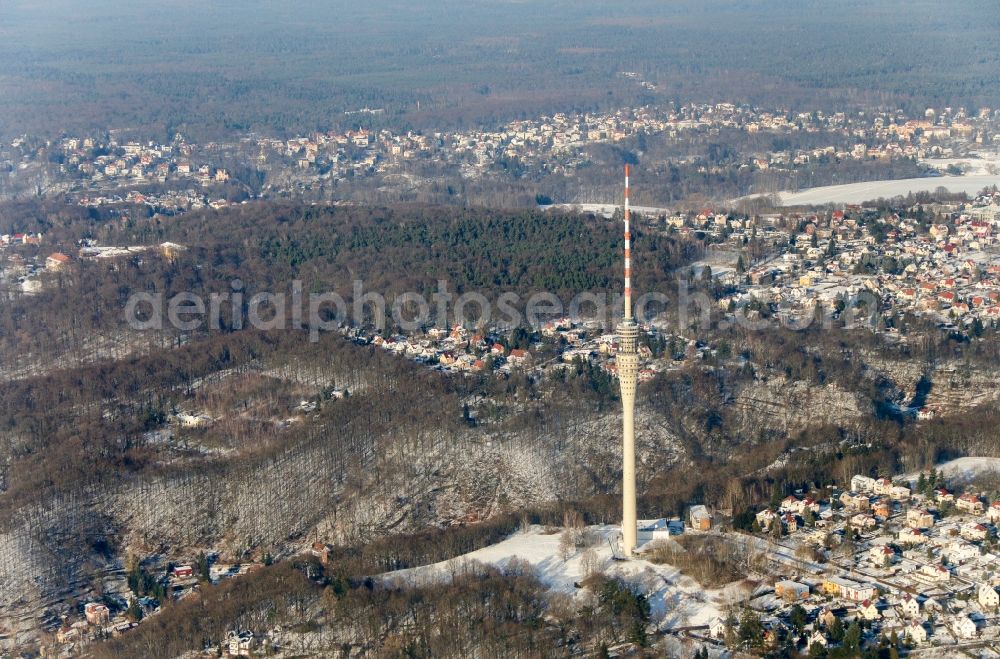 Aerial photograph Dresden - Television Tower Stadtteil Wachwitz in Dresden in the state Saxony