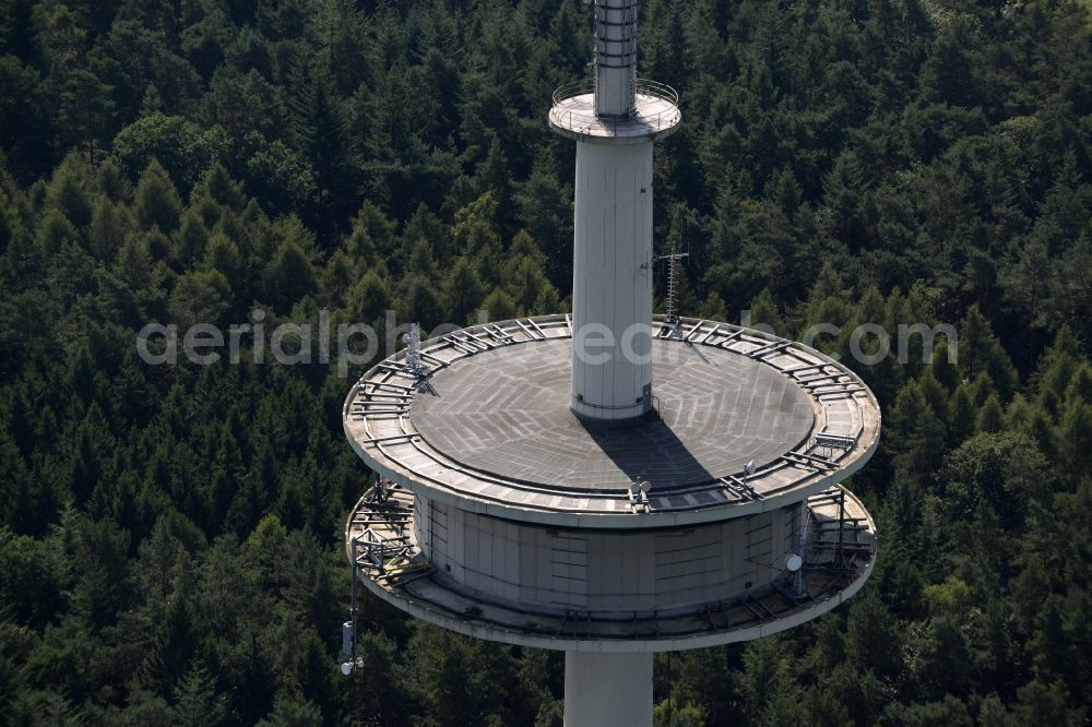 Linsburg from above - Television Tower in the Grinderwald forest in the South of Linsburg in the state of Lower Saxony