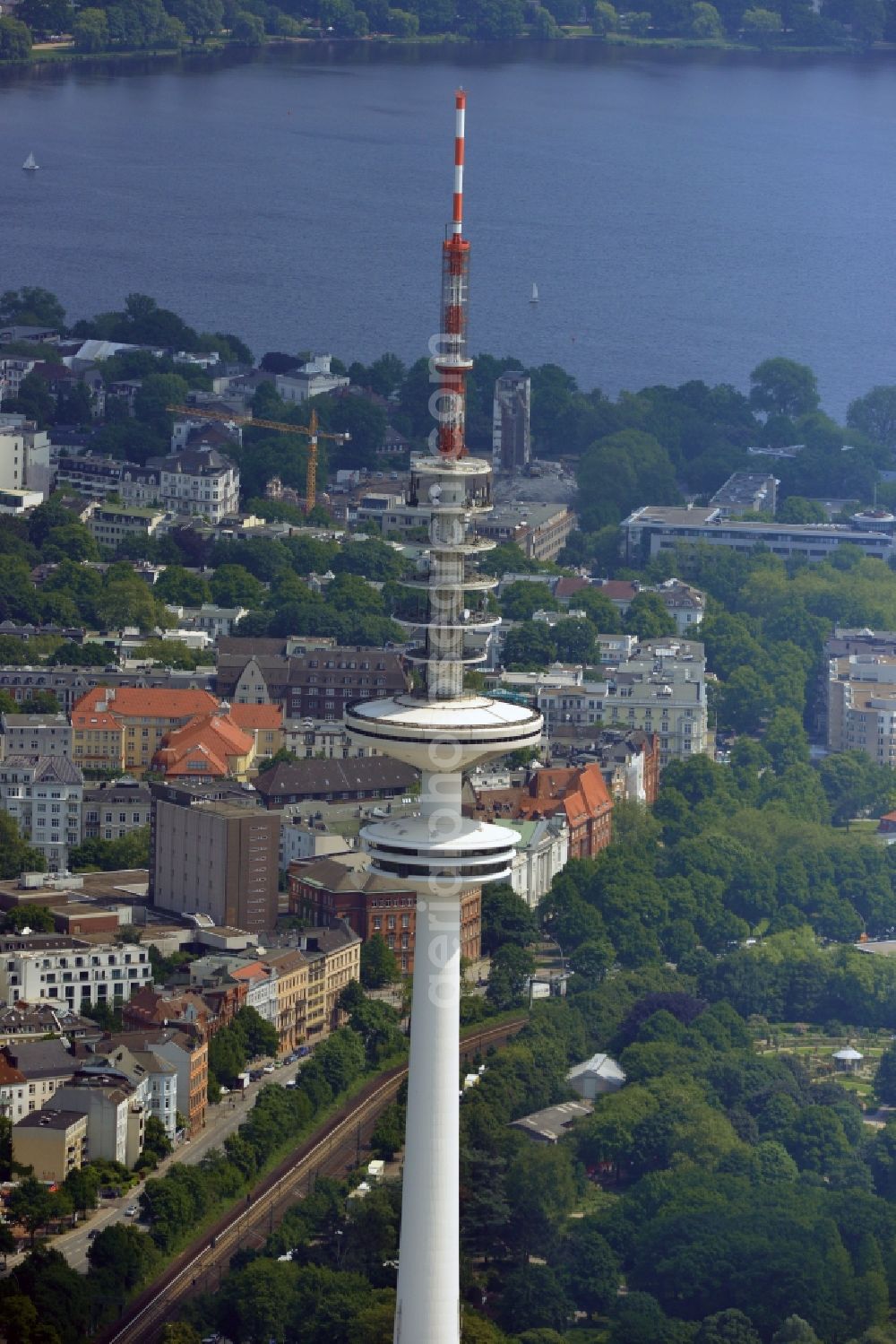 Hamburg from the bird's eye view: Television Tower Heinrich-Hertz-Turm in Hamburg, Germany