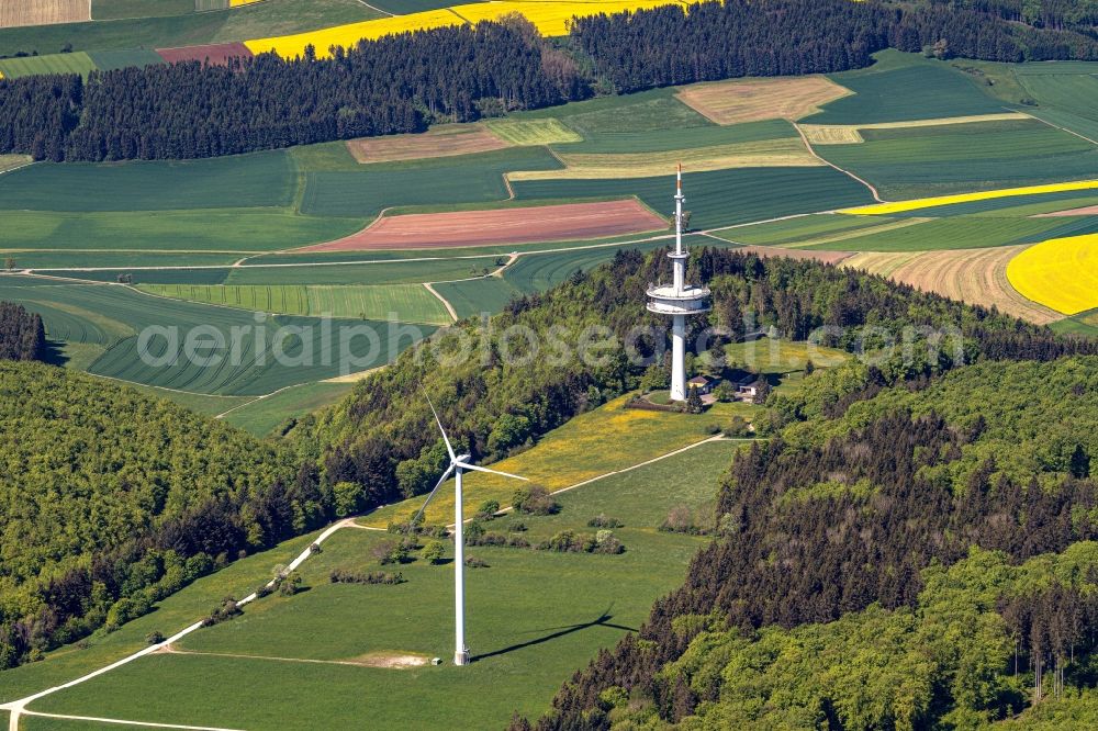 Hüfingen from above - Television Tower Donaueschingen in Huefingen in the state Baden-Wuerttemberg, Germany