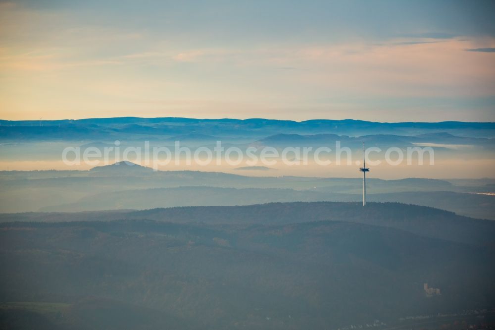 Koblenz from above - Television Tower in forest aerea near Koblenz in the state Rhineland-Palatinate