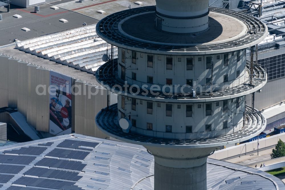 München from the bird's eye view: Television Tower Olympiaturm in Olympiapark in Munich in the state Bavaria, Germany