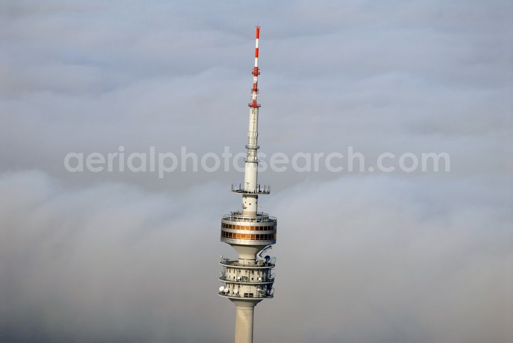 Aerial image München - Television Tower Olympiaturm in Olympiapark on Spiridon-Louis-Ring in Munich in the state Bavaria, Germany