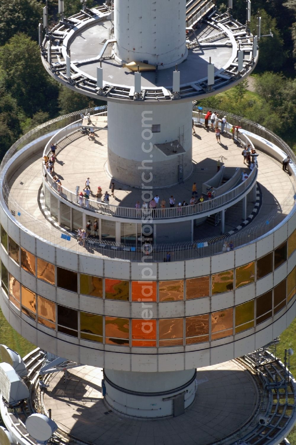 Aerial image München - Television Tower Olympiaturm in Olympiapark on Spiridon-Louis-Ring in Munich in the state Bavaria, Germany