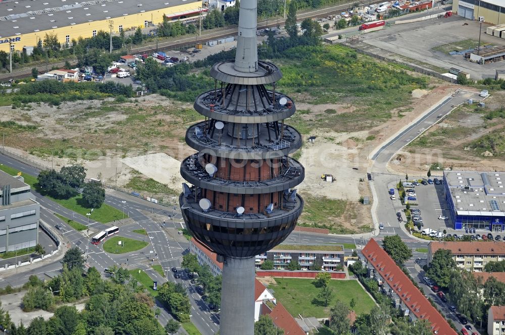 Nürnberg from above - Television Tower on Hansastrasse in the district Hohe Marter in Nuremberg in the state Bavaria, Germany