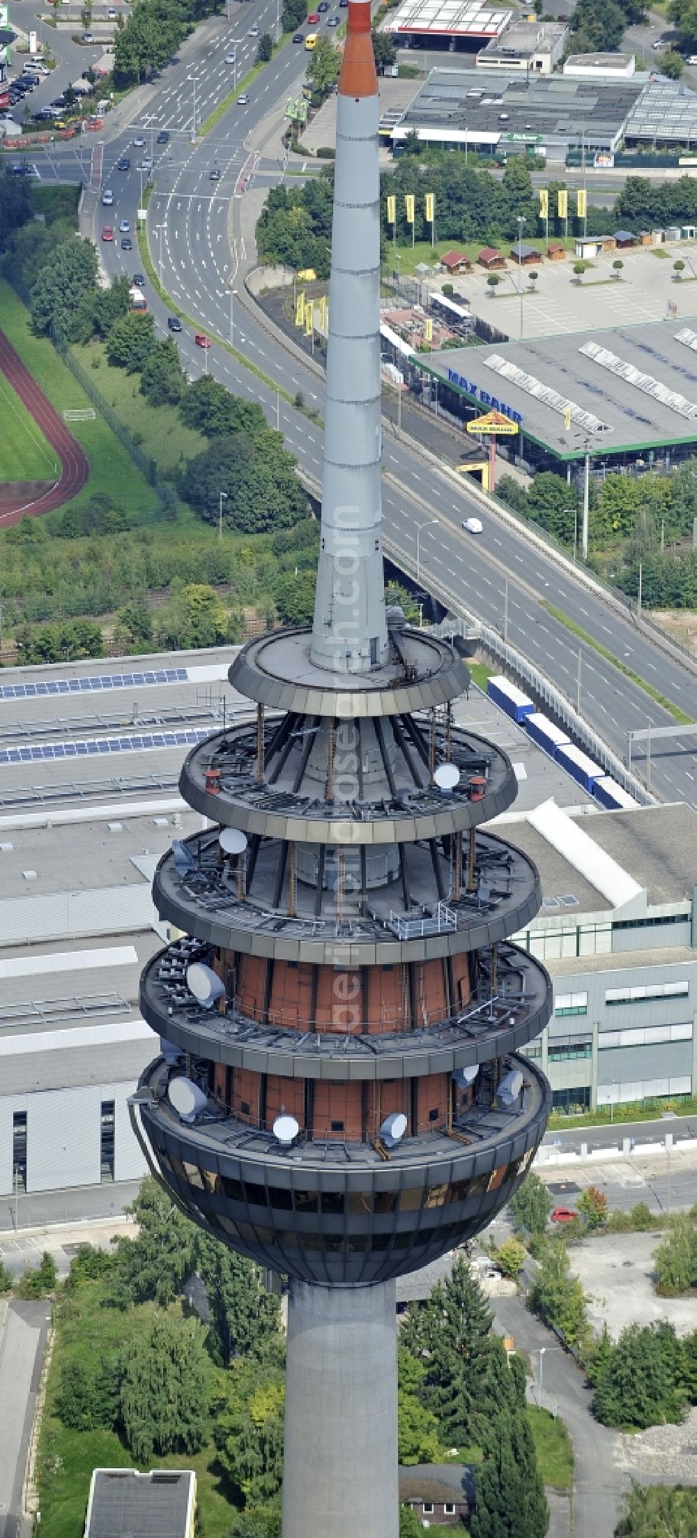 Aerial photograph Nürnberg - Television Tower on Hansastrasse in the district Hohe Marter in Nuremberg in the state Bavaria, Germany