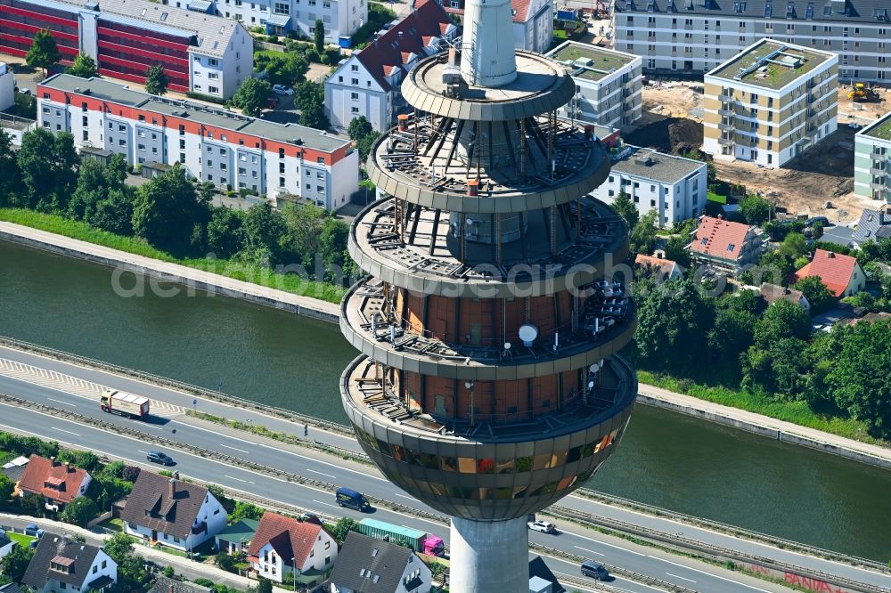 Nürnberg from above - Television Tower on Hansastrasse in the district Hohe Marter in Nuremberg in the state Bavaria, Germany