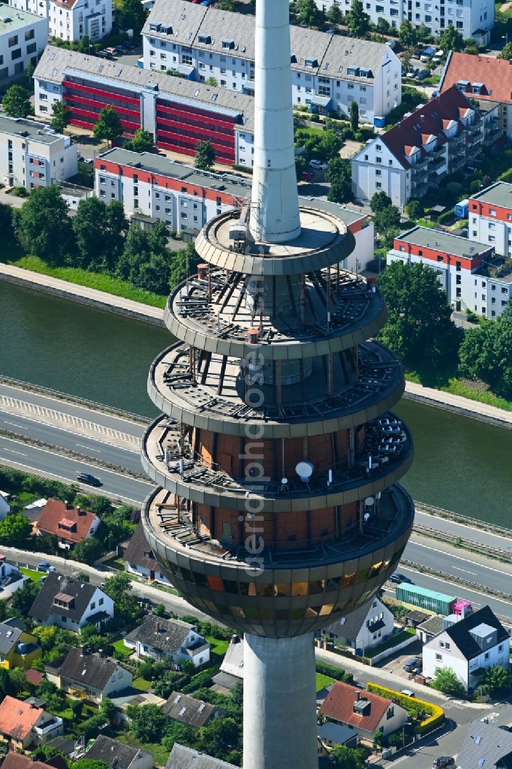 Nürnberg from the bird's eye view: Television Tower on Hansastrasse in the district Hohe Marter in Nuremberg in the state Bavaria, Germany