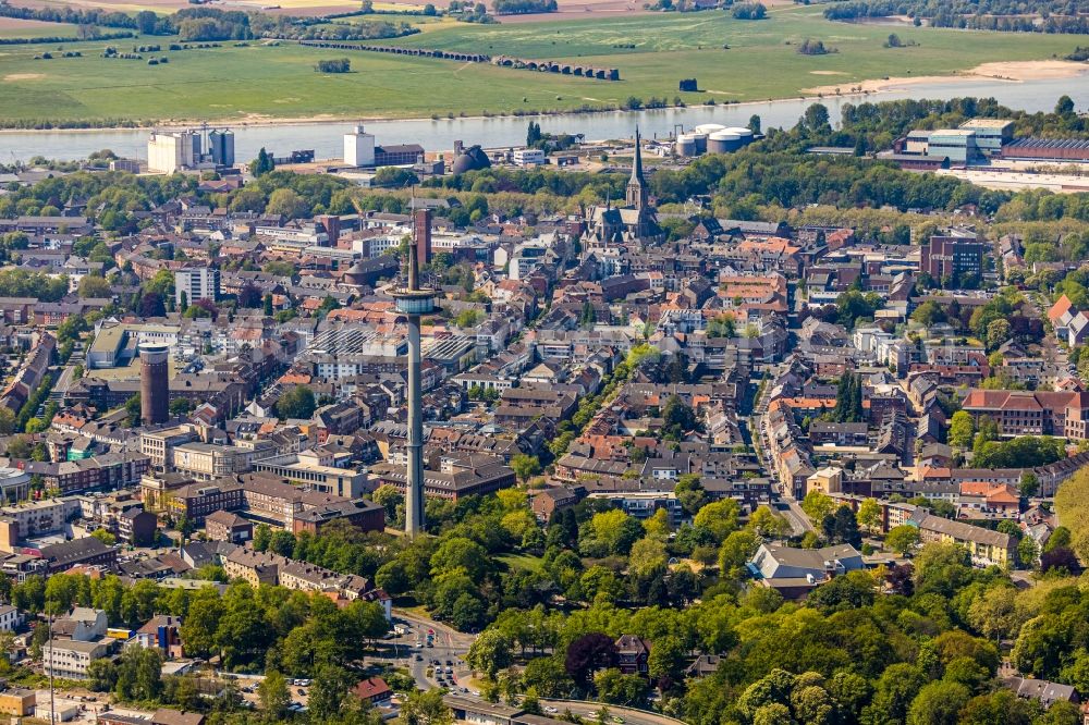 Wesel from above - Television Tower in the district Blumenkamp in Wesel in the state North Rhine-Westphalia, Germany