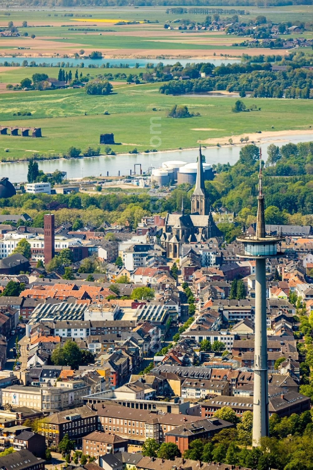 Aerial image Wesel - Television Tower in the district Blumenkamp in Wesel in the state North Rhine-Westphalia, Germany