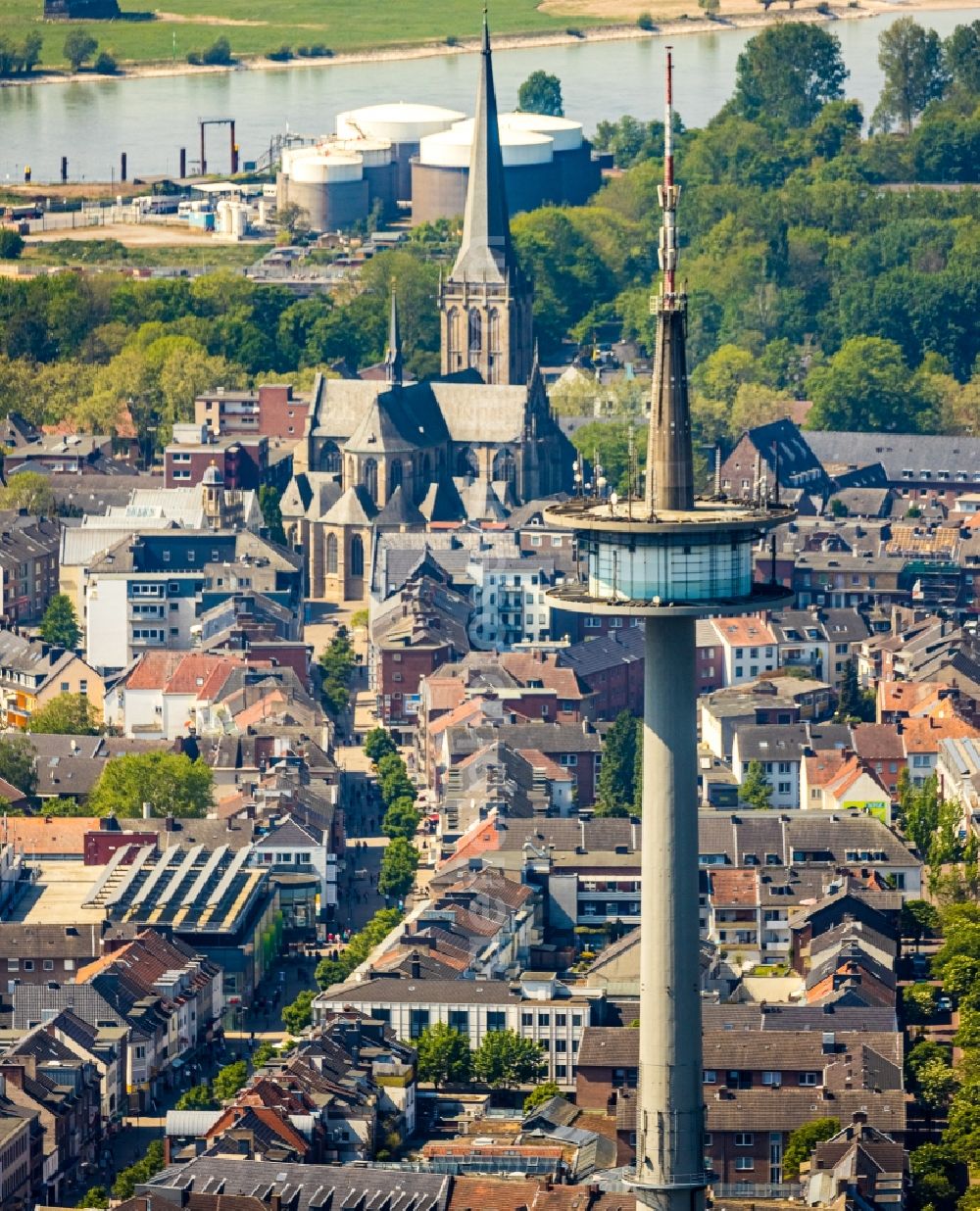 Aerial photograph Wesel - Television Tower in the district Blumenkamp in Wesel in the state North Rhine-Westphalia, Germany