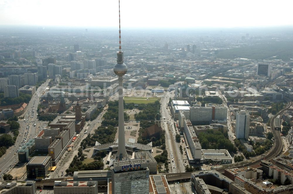 Aerial photograph Berlin - Television Tower in the district Mitte in Berlin, Germany