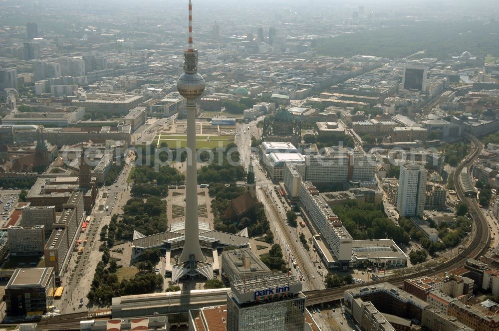 Aerial photograph Berlin - Television Tower in the district Mitte in Berlin, Germany