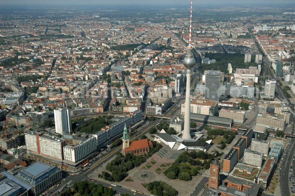 Aerial photograph Berlin - Television Tower in the district Mitte in Berlin, Germany