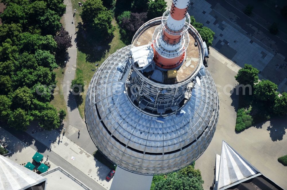 Berlin from the bird's eye view: Television Tower Berliner Fernsehturm on Panoramastrasse in the district Mitte in Berlin, Germany