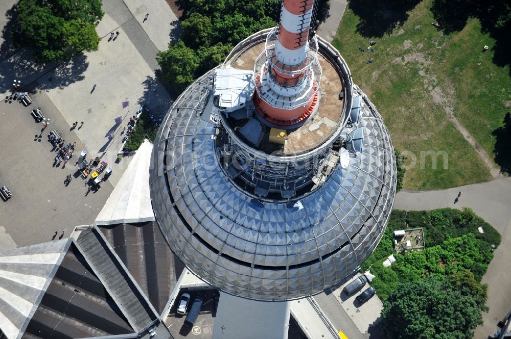 Aerial photograph Berlin - Television Tower Berliner Fernsehturm on Panoramastrasse in the district Mitte in Berlin, Germany