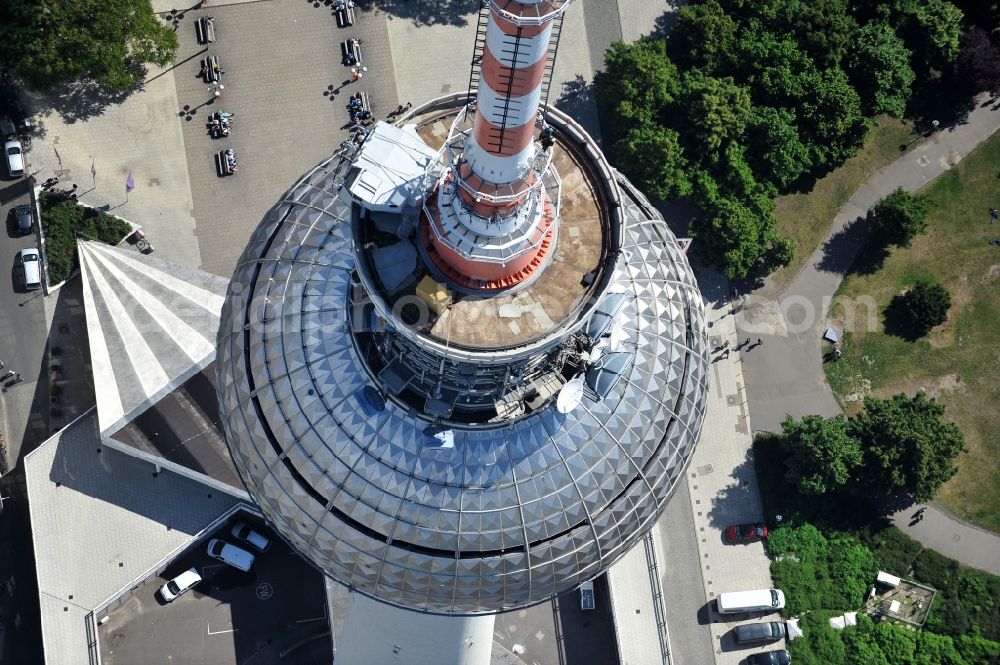 Berlin from the bird's eye view: Television Tower Berliner Fernsehturm on Panoramastrasse in the district Mitte in Berlin, Germany