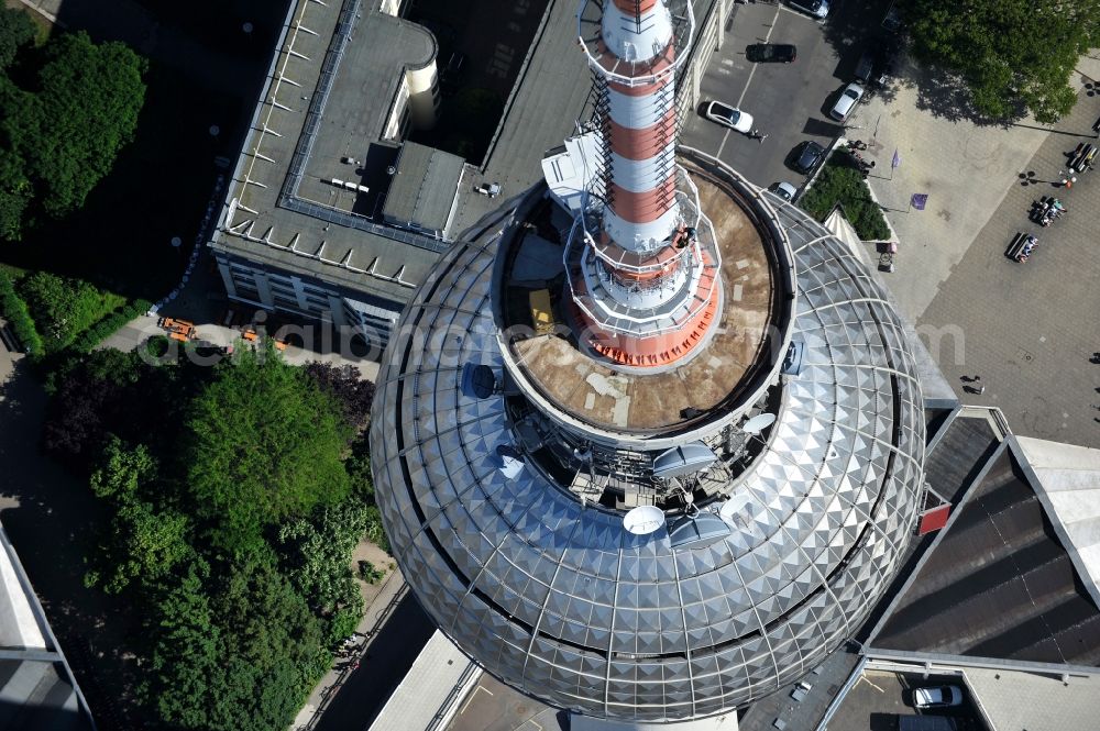 Aerial photograph Berlin - Television Tower Berliner Fernsehturm on Panoramastrasse in the district Mitte in Berlin, Germany