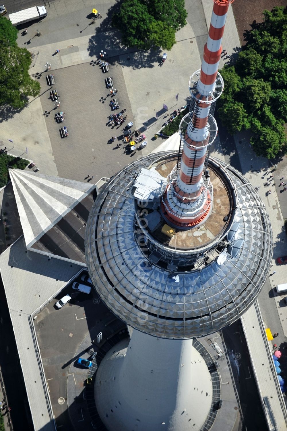 Berlin from the bird's eye view: Television Tower Berliner Fernsehturm on Panoramastrasse in the district Mitte in Berlin, Germany