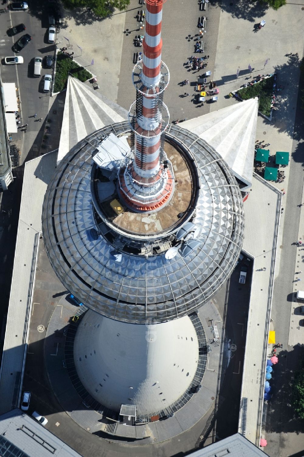 Aerial photograph Berlin - Television Tower Berliner Fernsehturm on Panoramastrasse in the district Mitte in Berlin, Germany