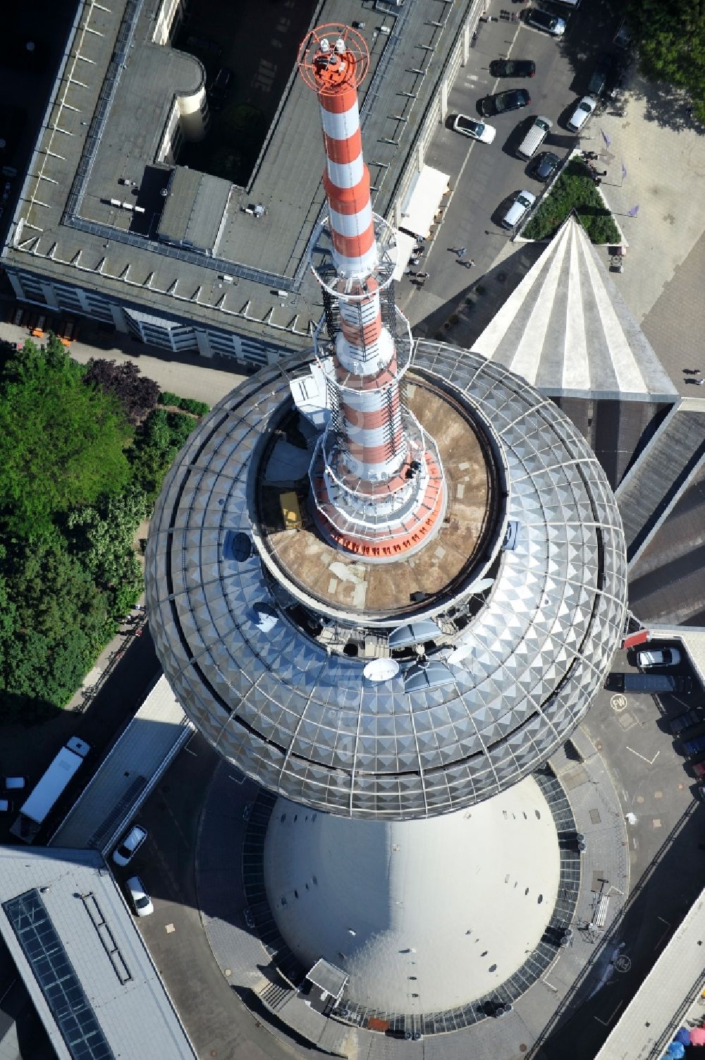 Berlin from the bird's eye view: Television Tower Berliner Fernsehturm on Panoramastrasse in the district Mitte in Berlin, Germany