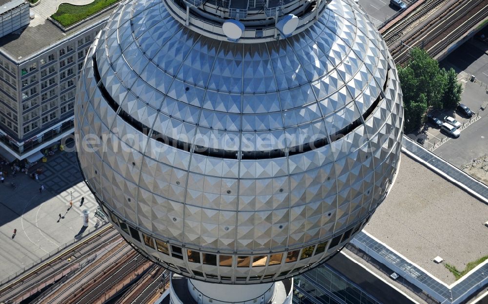 Berlin from the bird's eye view: Television Tower Berliner Fernsehturm on Panoramastrasse in the district Mitte in Berlin, Germany