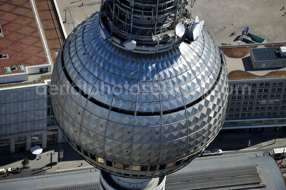 Aerial photograph Berlin - Television Tower Berliner Fernsehturm on Panoramastrasse in the district Mitte in Berlin, Germany