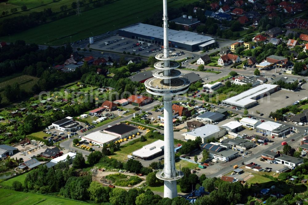 Aerial image Cuxhaven - Television Tower Friedrich-Clemens-Gerke-Turm in the district Sueder- und Westerwisch in Cuxhaven in the state Lower Saxony, Germany