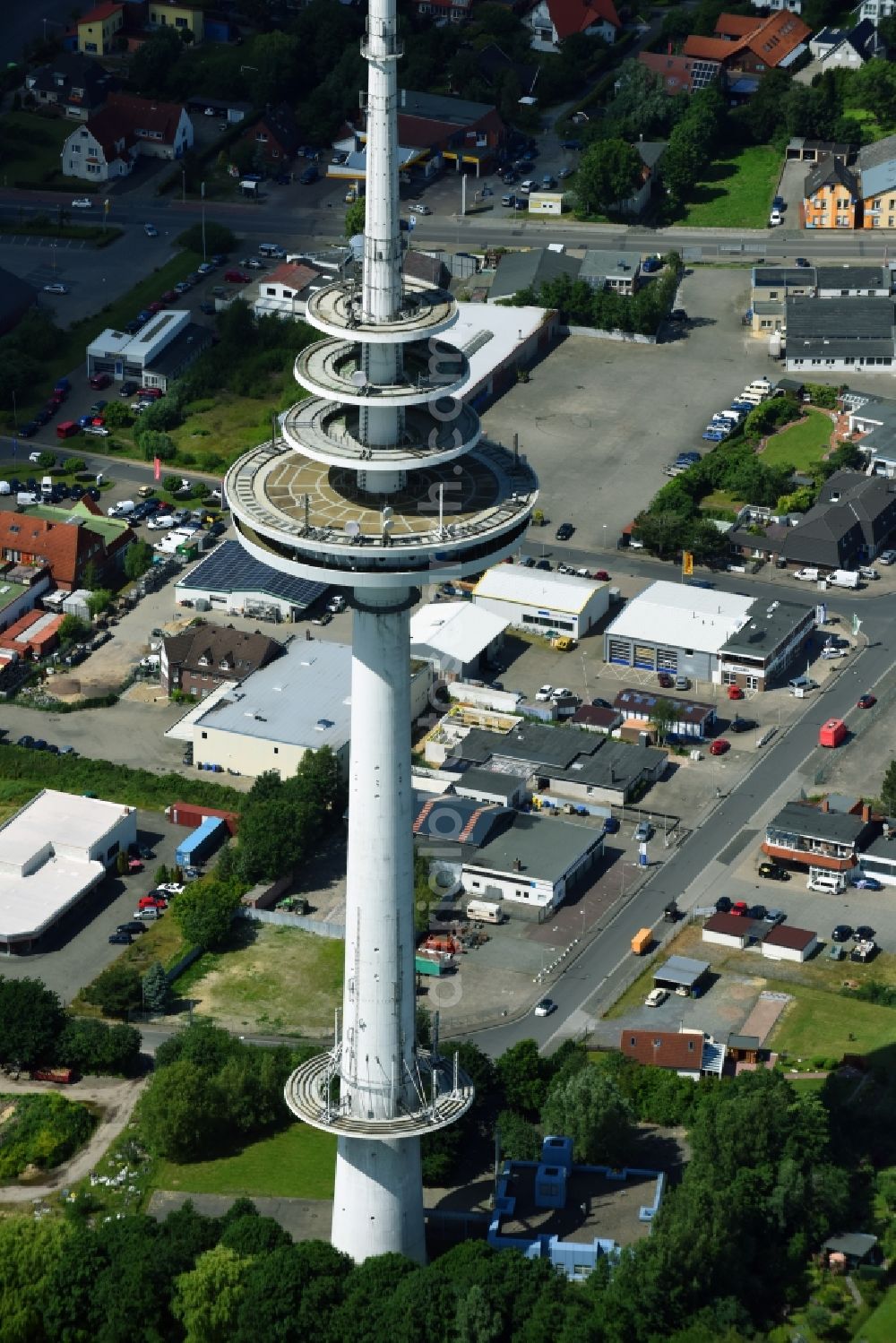 Aerial photograph Cuxhaven - Television Tower Friedrich-Clemens-Gerke-Turm in the district Sueder- und Westerwisch in Cuxhaven in the state Lower Saxony, Germany