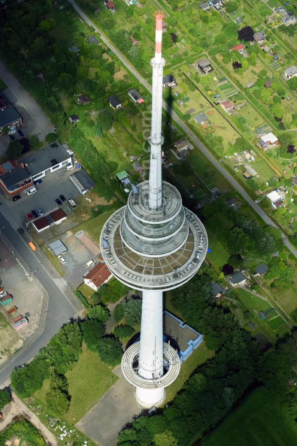 Cuxhaven from above - Television Tower Friedrich-Clemens-Gerke-Turm in the district Sueder- und Westerwisch in Cuxhaven in the state Lower Saxony, Germany