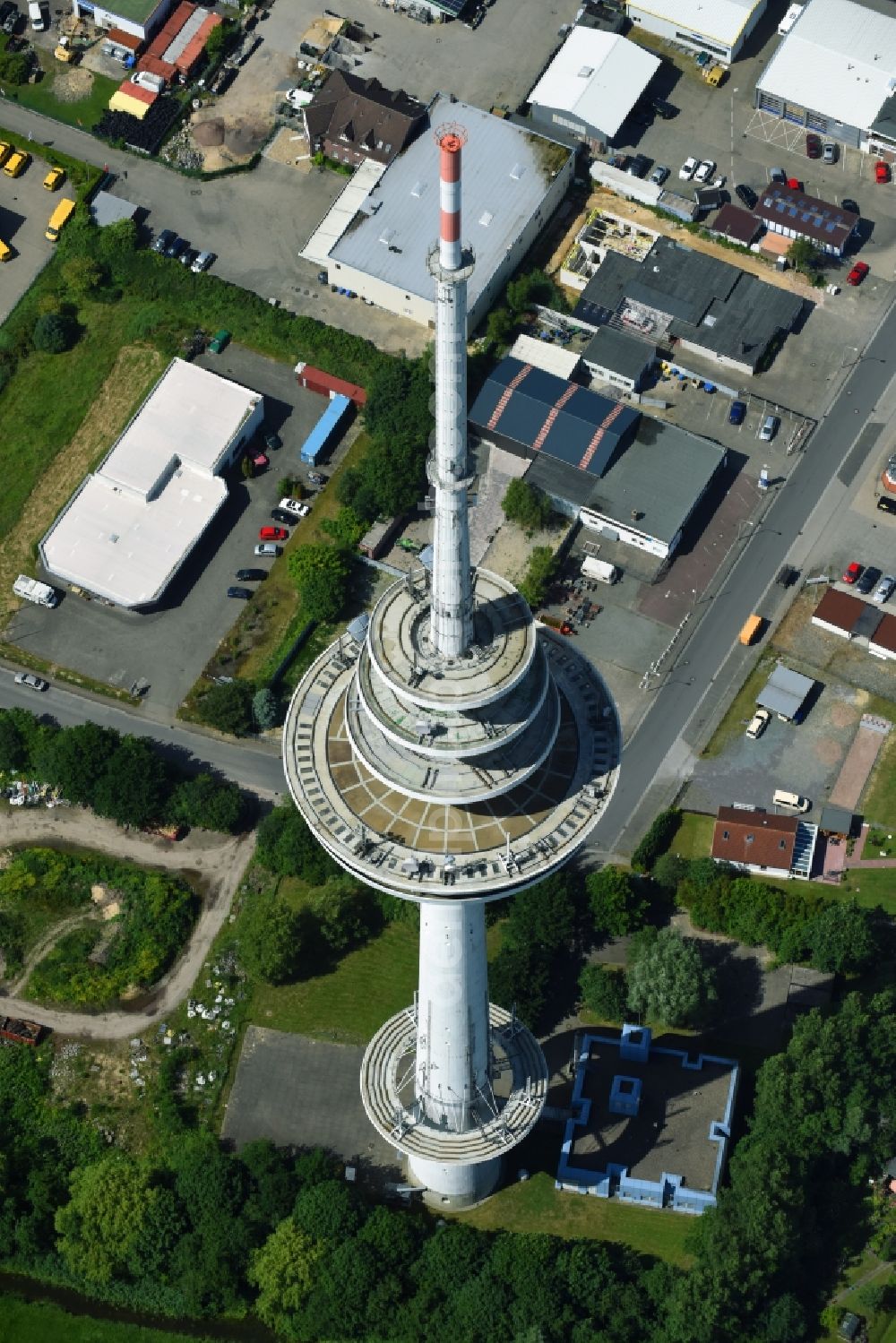 Aerial image Cuxhaven - Television Tower Friedrich-Clemens-Gerke-Turm in the district Sueder- und Westerwisch in Cuxhaven in the state Lower Saxony, Germany