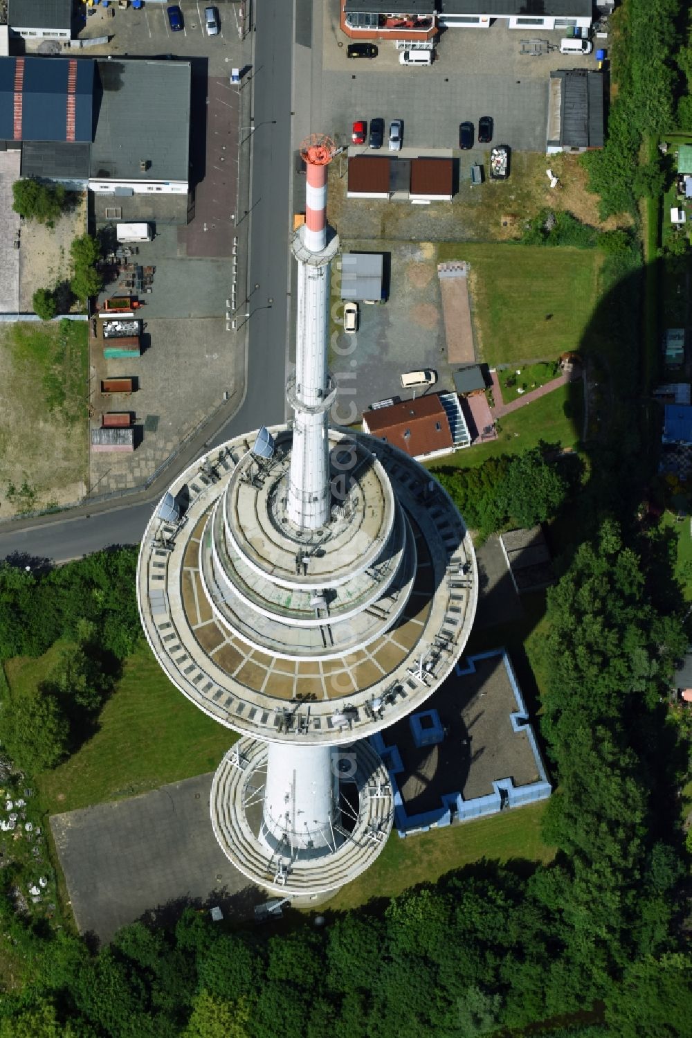 Cuxhaven from above - Television Tower Friedrich-Clemens-Gerke-Turm in the district Sueder- und Westerwisch in Cuxhaven in the state Lower Saxony, Germany