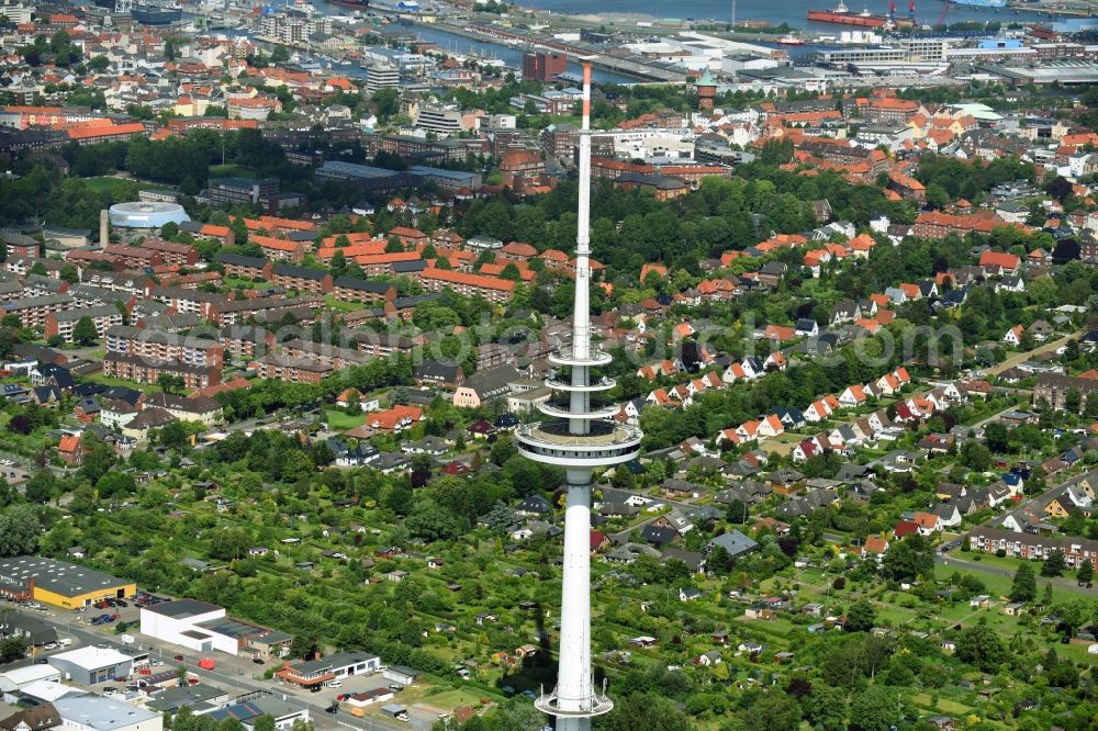 Cuxhaven from above - Television Tower Friedrich-Clemens-Gerke-Turm in the district Sueder- und Westerwisch in Cuxhaven in the state Lower Saxony, Germany