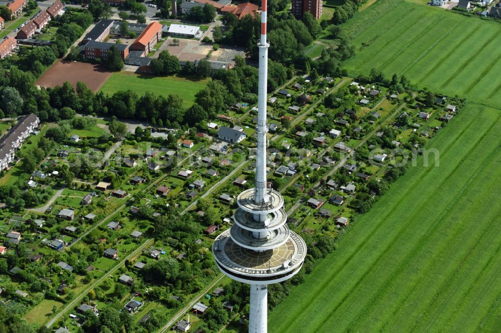 Aerial image Cuxhaven - Television Tower Friedrich-Clemens-Gerke-Turm in the district Sueder- und Westerwisch in Cuxhaven in the state Lower Saxony, Germany