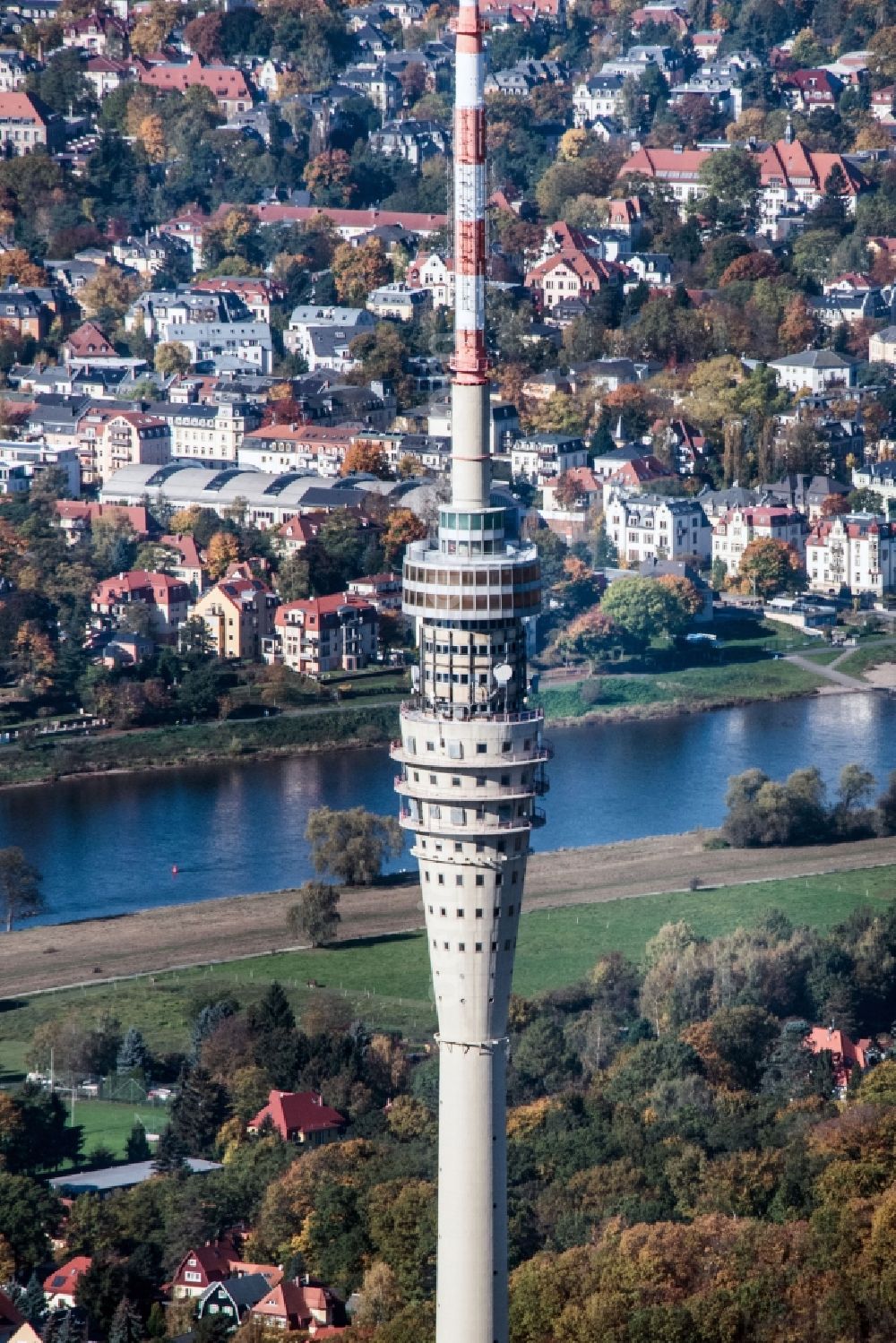 Aerial image Dresden - Television Tower on Oberwachwitzer Weg in the district Wachwitz in Dresden in the state Saxony, Germany