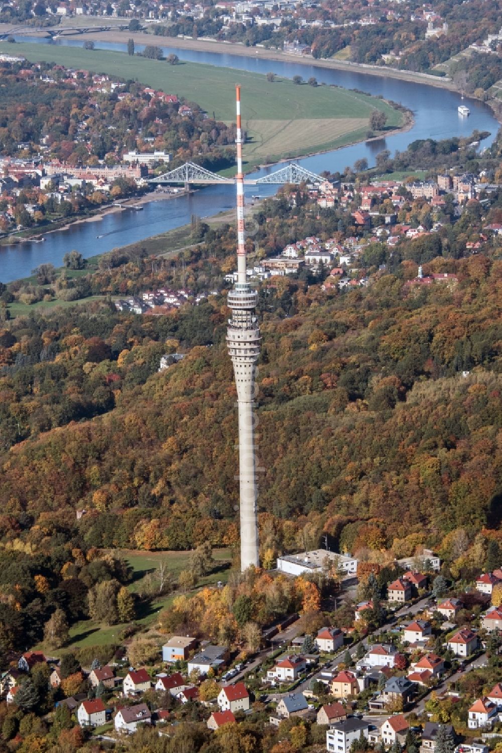 Aerial photograph Dresden - Television Tower on Oberwachwitzer Weg in the district Wachwitz in Dresden in the state Saxony, Germany