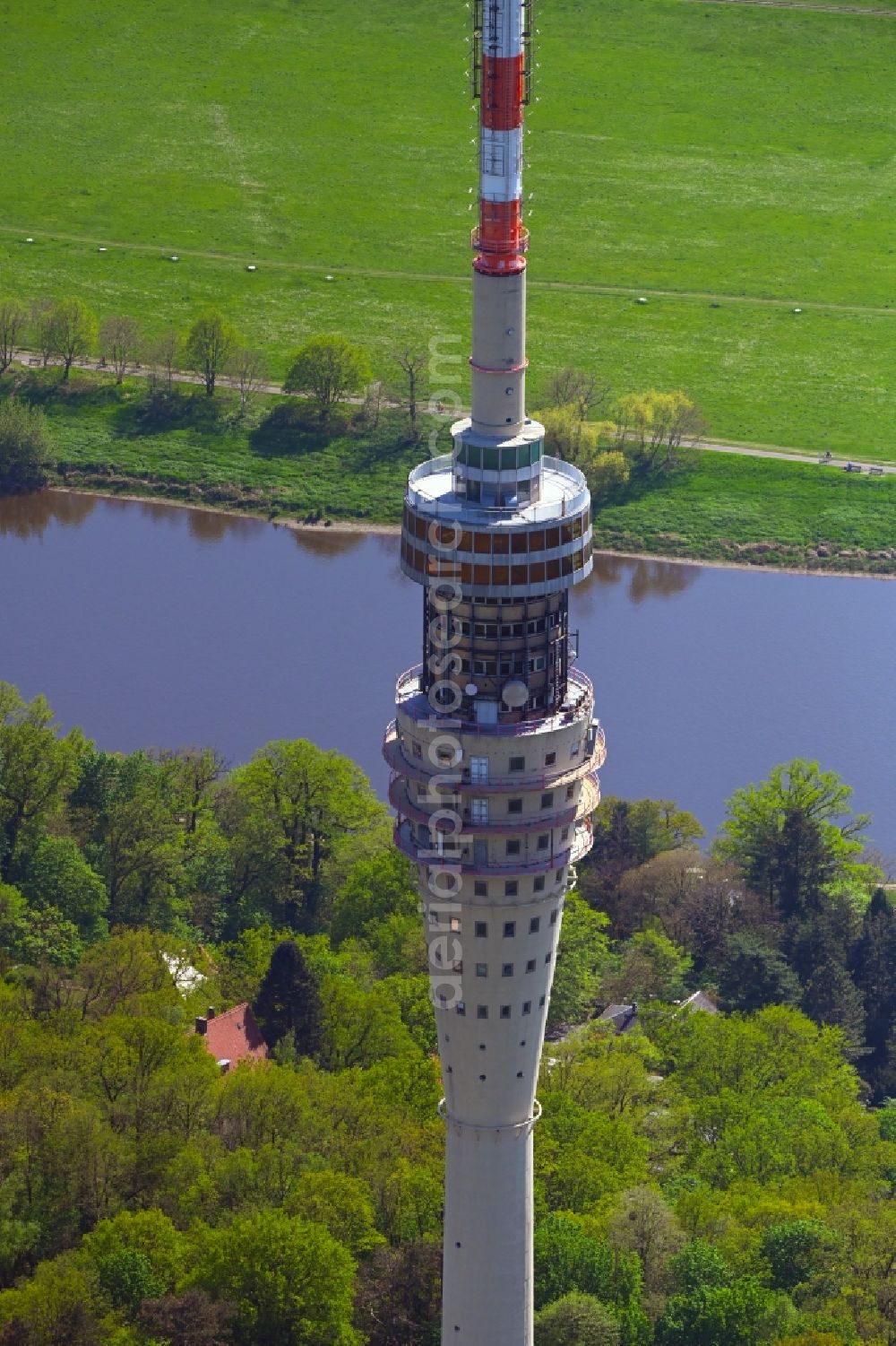 Dresden from the bird's eye view: Television Tower on Oberwachwitzer Weg in the district Wachwitz in Dresden in the state Saxony, Germany