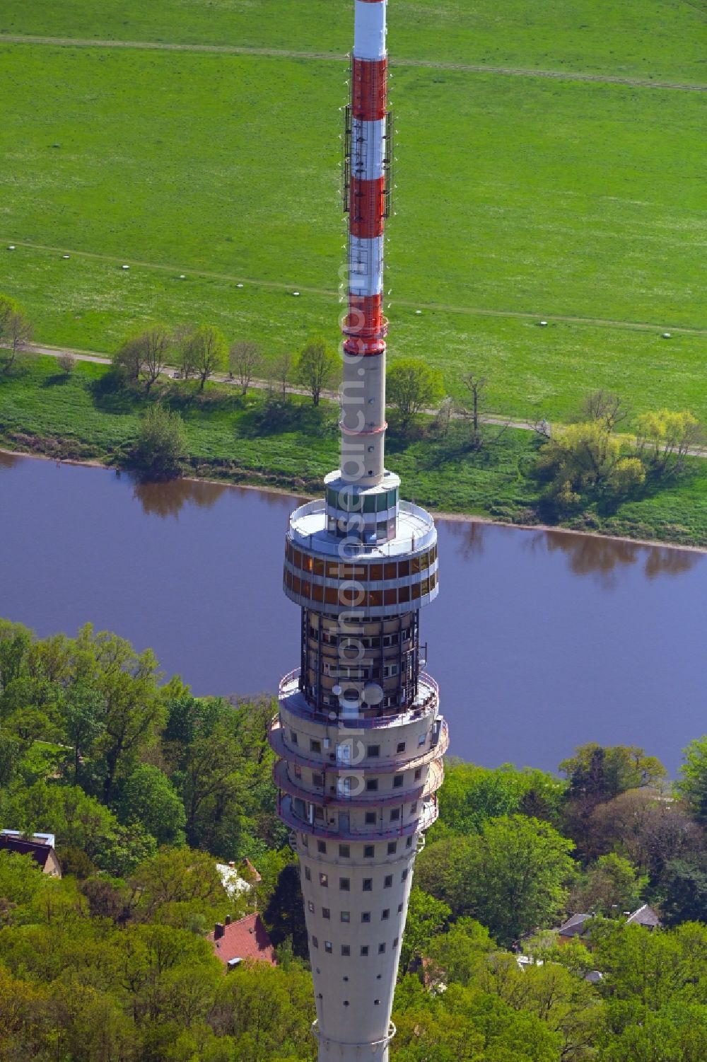 Aerial image Dresden - Television Tower on Oberwachwitzer Weg in the district Wachwitz in Dresden in the state Saxony, Germany