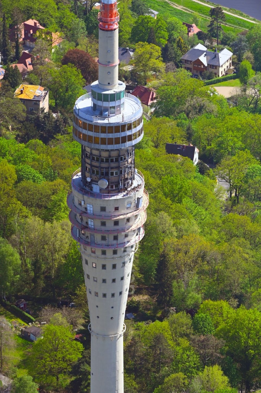 Dresden from the bird's eye view: Television Tower on Oberwachwitzer Weg in the district Wachwitz in Dresden in the state Saxony, Germany