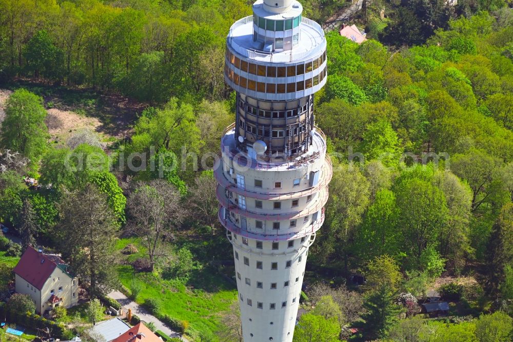 Aerial image Dresden - Television Tower on Oberwachwitzer Weg in the district Wachwitz in Dresden in the state Saxony, Germany