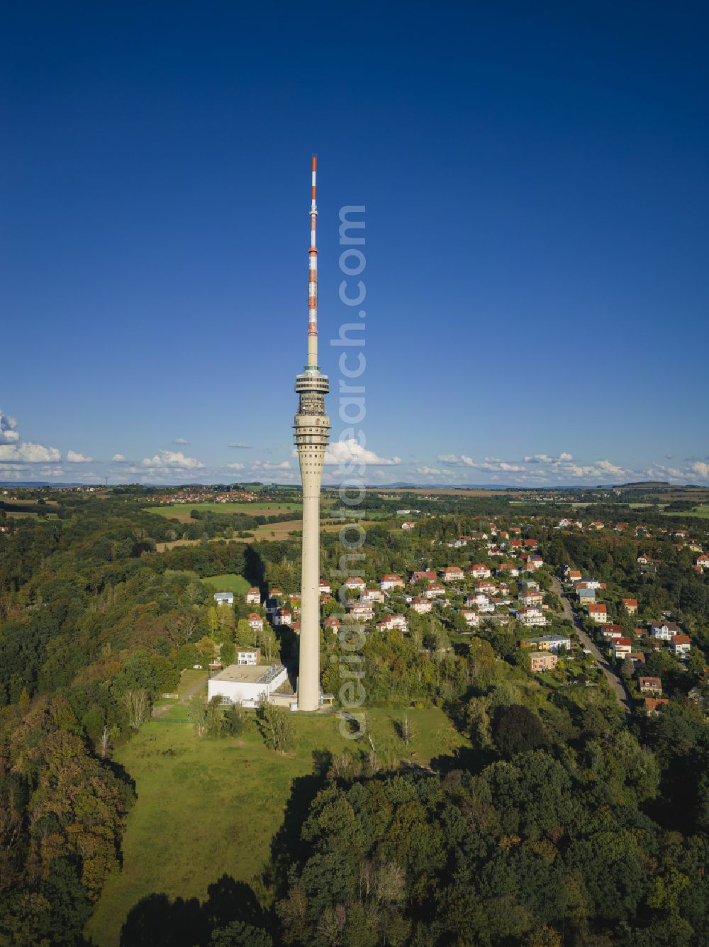 Dresden from the bird's eye view: Television Tower on Oberwachwitzer Weg in the district Wachwitz in Dresden in the state Saxony, Germany