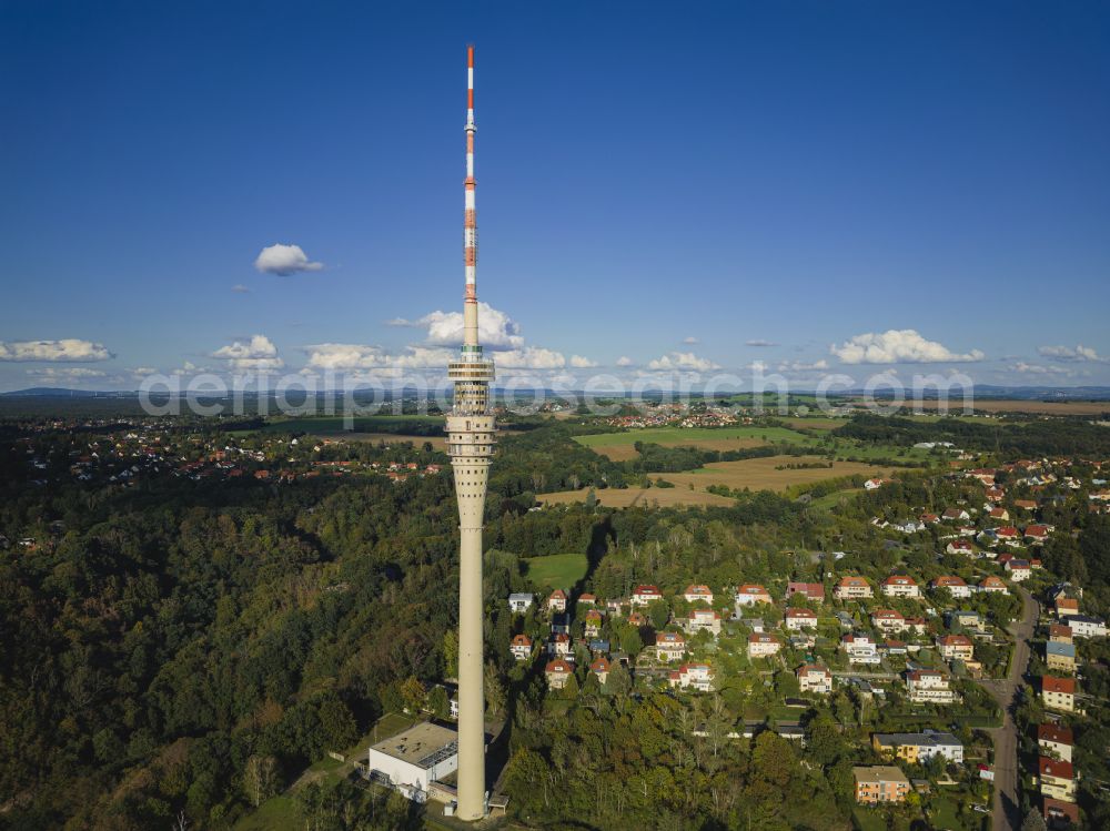 Aerial image Dresden - Television Tower on Oberwachwitzer Weg in the district Wachwitz in Dresden in the state Saxony, Germany