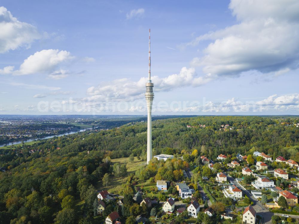 Aerial photograph Dresden - Television Tower on Oberwachwitzer Weg in the district Wachwitz in Dresden in the state Saxony, Germany